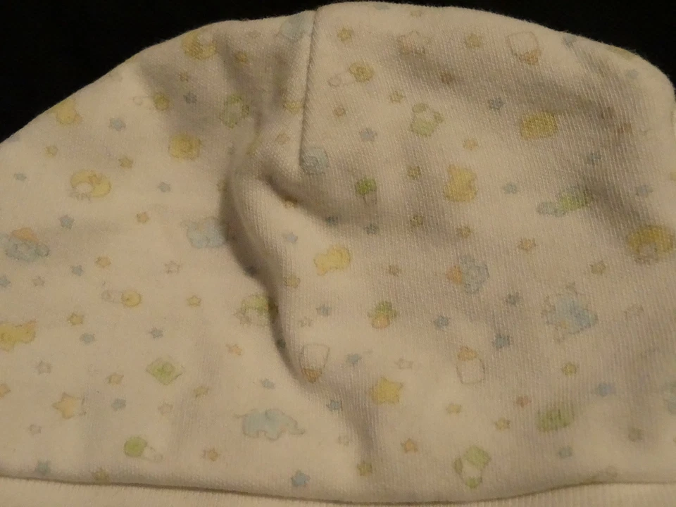 Boné gorro branco Koala Bear tamanho 0-6 Mos bebê menino com estampa animal 100% algodão - Imagem 3 de 4