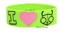 Invader Zim I Heart Love Gir Green Rubber Bracelet Jewelry Officially Licensed Invader Zim I Heart Love Gir Green Rubber Bracelet Jewelry Officially Licensed