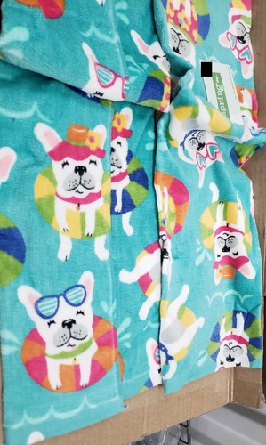 2 Same Cotton Kitchen Terry Towels (16"x26") DOGS,FLOATING FRENCHIE TOSS, Ritz - Picture 18 of 21