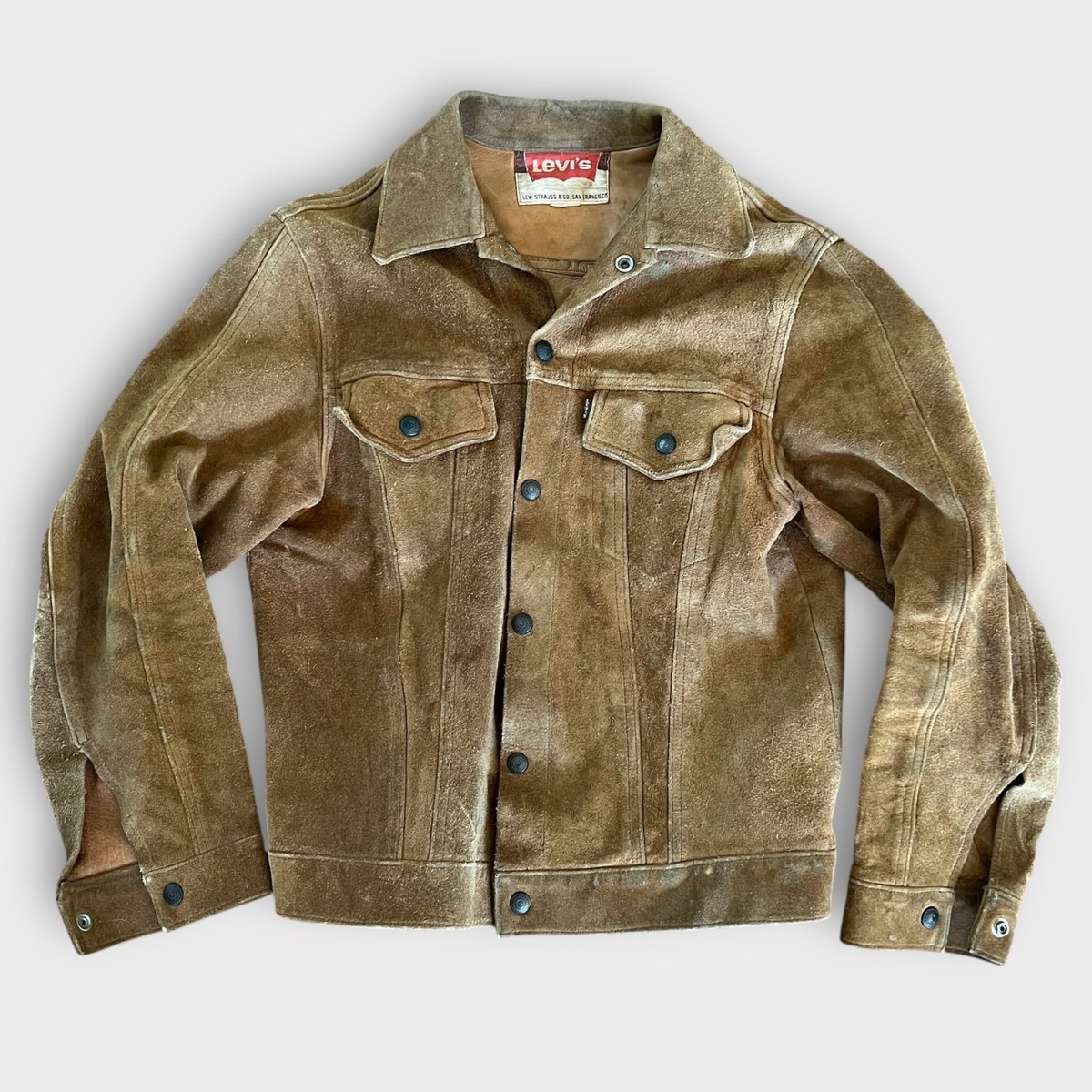 H*a様 【希少】60s 70s LEVI'S BIG E SUEDE 3rd 1960's Levi's BIG E Vintage Brown Suede Leather Western Trucker