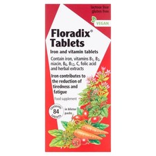Floradix Tablets x 84 - Herbal Supplement Iron - Vitamins Fatigue & Tiredness