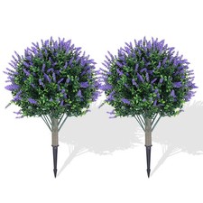 2 Pack Artificial Lavender Boxwood Topiary Ball Trees UV-Resistant OutdoorIndoor