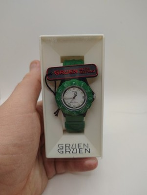 Vintage Gruen F1 Style Green Divers Watch. With Original Box and Papers. Works