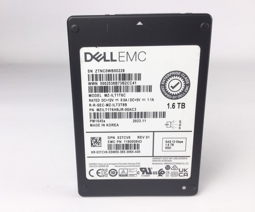 Dell EMC SSD MZ-ILT1T6C 03TCV6 2.5" SAS 12 Gbps 1.6TB Server Solid State Drive