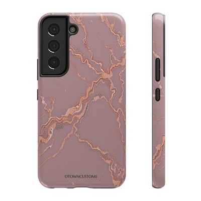 Intricate Rose Gold Filigree Liquid Marble Phone Case