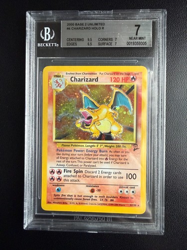 2000 Base Set 2 Unlimited 4/130 Charizard Holo Rare Graded BGS 7 NEAR MINT