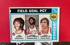 Kareem Abdul Jabbar, Bob McAdo, Rudy Tomjanovich,  1974 Topps Field Goal Leaders