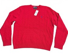 Polo Ralph Lauren Men Sweater XL Red Cable Knit Merino Wool Angora Blend NWT