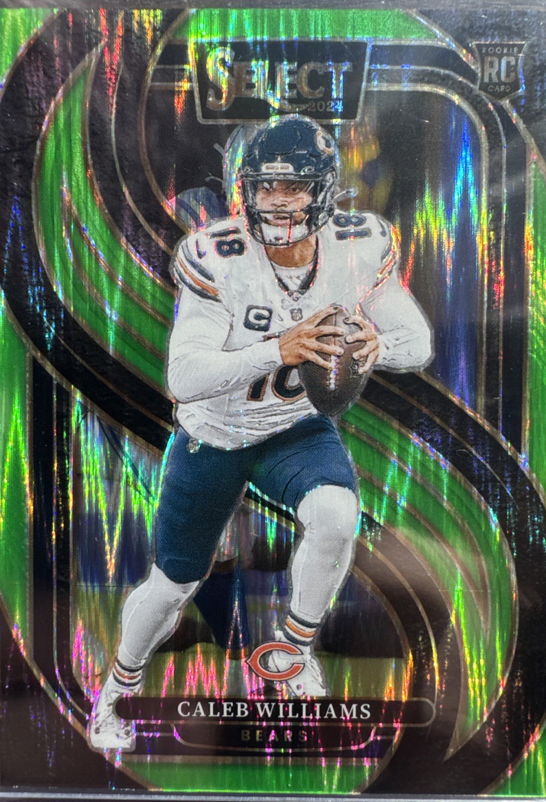 2024 Select - Premier Level Caleb Williams #114 Neon Green Shock Prizm /499 (RC)