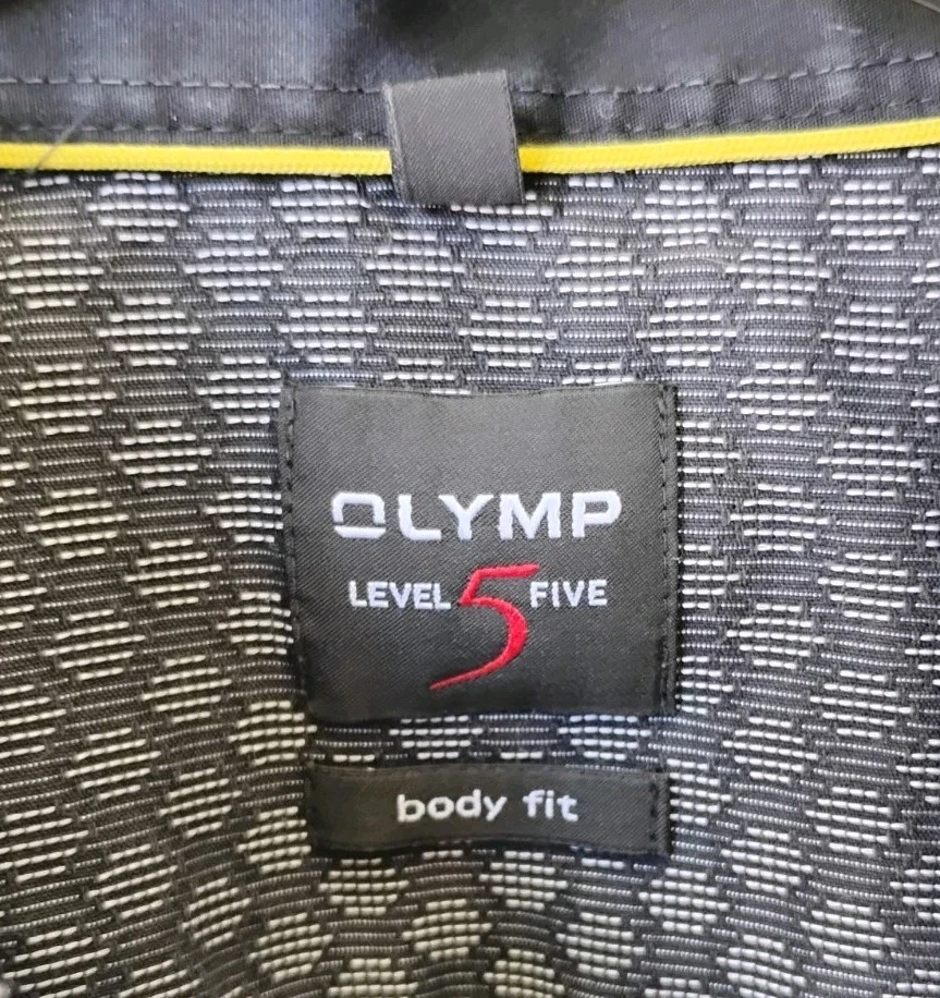 OLYMP Level 5 Body Fit Men's Black Gray Button front Long Sleeve Shirt - Image 3 of 4