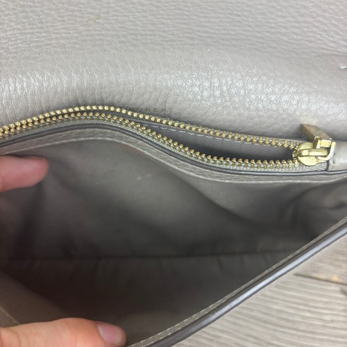 Tory Burch Kira Pebbled Leather Gray Shoulder Bag Chain Crossbody Mini Bag - Picture 12 of 13
