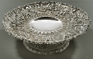 Tiffany Sterling Silver Tazza c1875 FLORAL ON SATIN