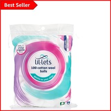 Dermatologically Tested Organic Cotton Balls - 100 Large, Ultra Absorbent