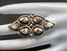 Natural Wild Horse Jasper 6 Ston Statement Ring 925 Sterling Silver Southwestern