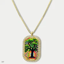 Gorgeous Colorful Tree of Life Pendant Necklace Chain Image Dog Tag Chain Gift D