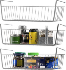 3 Pack under Shelf Baskets, 38 X 25.4 X 14 Cm Slide in Hanging Metal Wire Storag