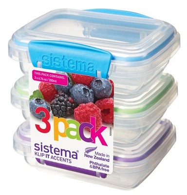 Sistema KLIP IT 6.7oz Food Containers, Assorted Colors, 3-Pack - Great Deal!