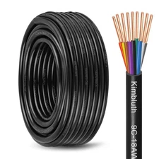 18/9 Solid Sprinkler Wire 30FT 18 Gauge 9 Conductor Irrigation Wire with UV R...