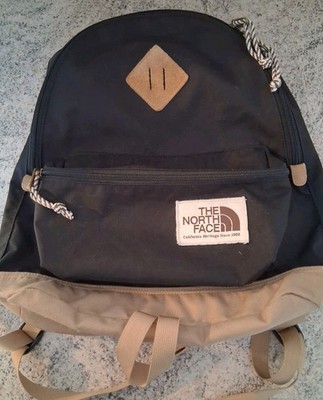 The North Face Heritage DAYPACK-Rucksack schwarz mit Velourleder-Top  Zustand!