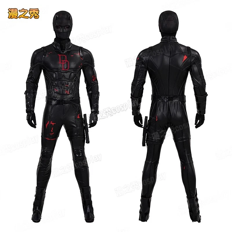Anime Marvel Daredevil Costume Black Battle Suit Halloween Full Set Cosplay Man - Image 2 of 4