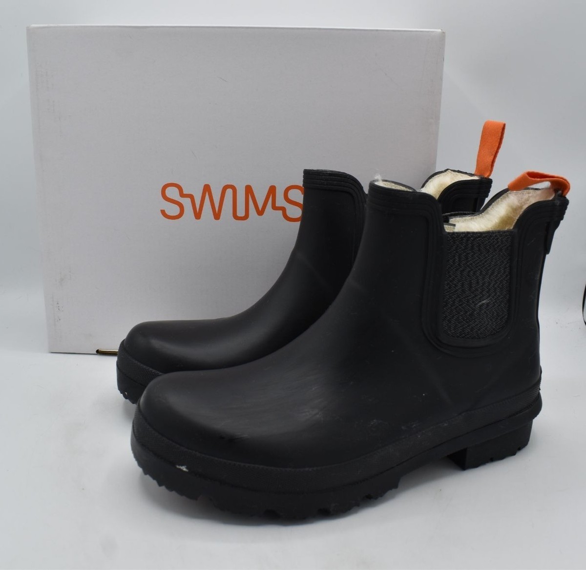 SWIMS Womens Size Charlie Black Lined Waterproof Chelsea Rain
