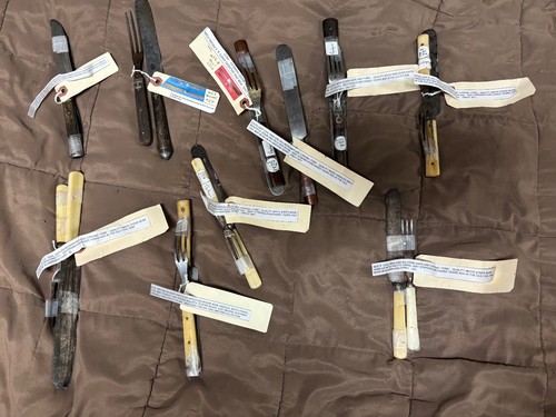 FROM HARPERS FERRY MUSEUM 10 SETS CIVIL WAR ERA SOLDIER'S KNIFE FORK BONE WOOD