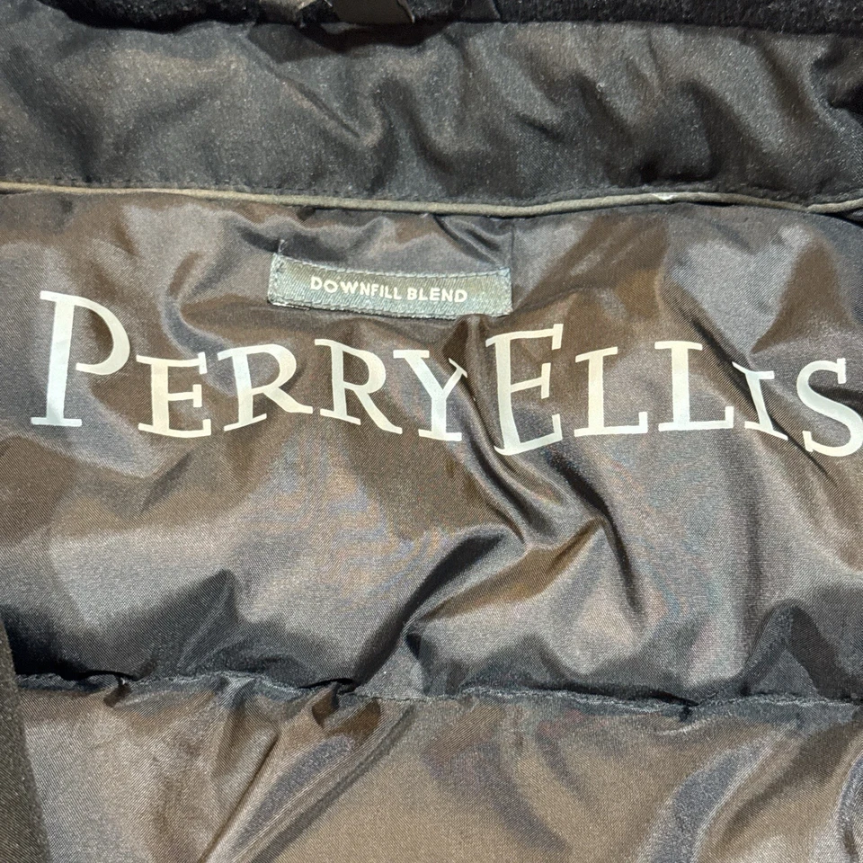 Chaqueta de invierno negra Perry Ellis Downfill Blend para hombre M abrigo acolchado de plumón de pato Foto 3 de 4