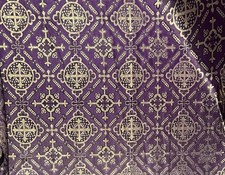 Purple Gold Church Floral Cross Metallic Brocade Fabric 60 Sold By The Yard