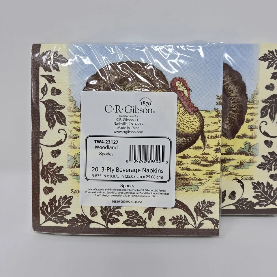 40 Spode Woodland Turkey Napkins BEVERAGE COCKTAIL 3 Ply Paper Thanksgiving - Image 4 of 4