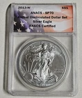 2013-W (Burnished) Silver American Eagle  ANACS SP70 ANNUAL UNCIRCULATED DOLLAR