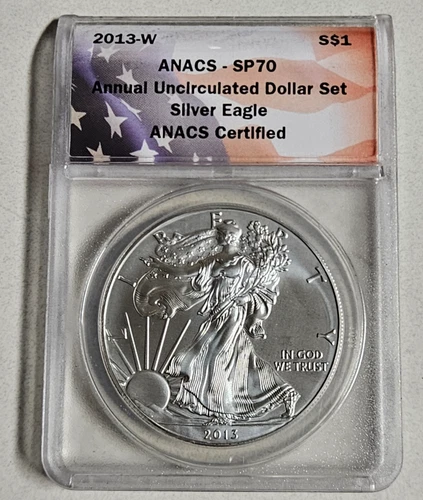 2013-W (Burnished) Silver American Eagle  ANACS SP70 ANNUAL UNCIRCULATED DOLLAR