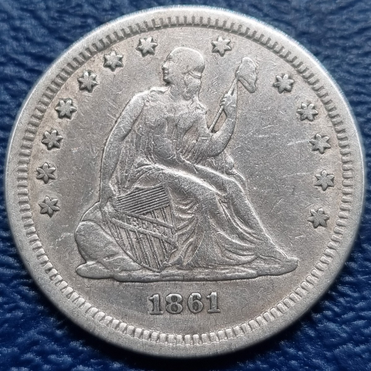 1861 Seated Liberty Quarter 25c Better Grade XF +++ #72386