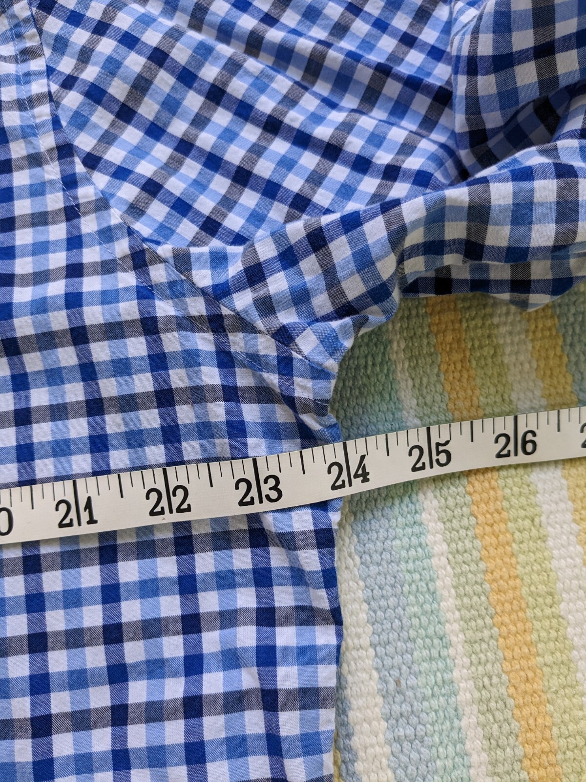 Express Fitted blue plaid/checked button down siz… - image 8