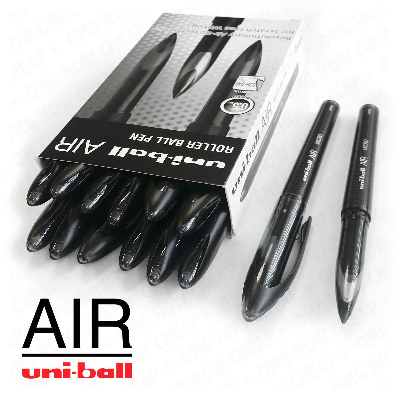 UniBall AIR MICRO 0.5mm Fine Rollerball Black UBA188M 12 + 2