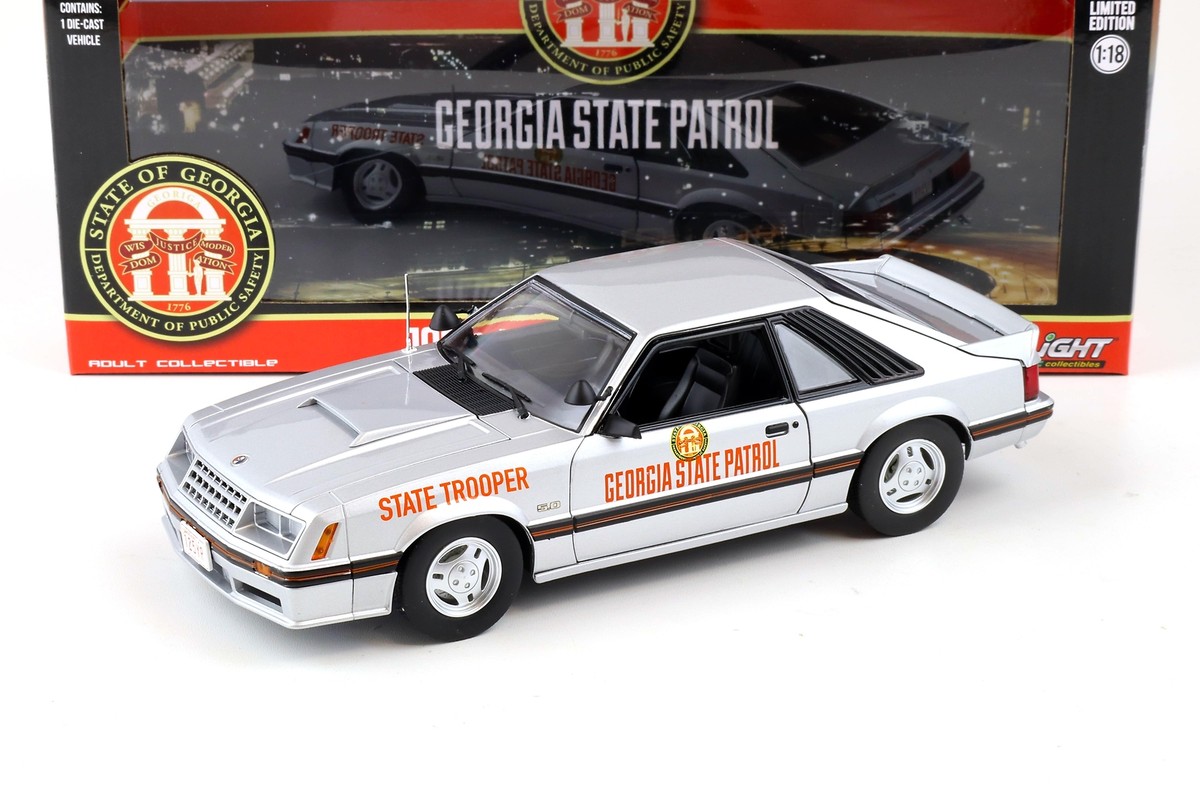 Greenlight Ford Mustang SSP – Police Georgia 1982, 1/18, Grise, Métal/plastique, Neuve