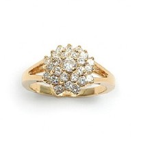 Dolly-Bijoux Bague Florale Femme Choux-Fleur Pavé de Diamant Cz Plaqué Or 18K
