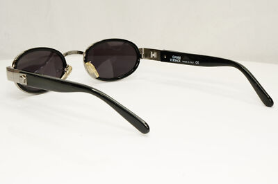Gianni Versace 1996 Vintage Oval Black Silver Medusa Sunglasses