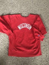 Vintage 90s CHAMPION Wisconsin Reverse Weave Crewneck Sweatshirt Made In USA L