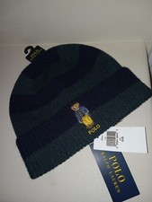 NWT NEW Ralph Lauren Bear Men's Cuffed Beanie Knit Striped Hat One Size