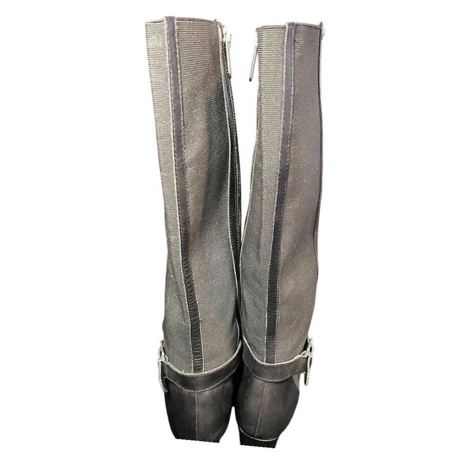 Botas de montar Ellen Tracy de cuero negro con panel elástico y detalle de hebilla-talla 7,5 Foto 4 de 4