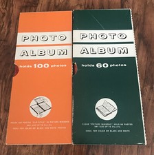 Vintage Photo Albums- 100 Photos /60 Photos Lot Of 2 W/ Index Red W/ Holders