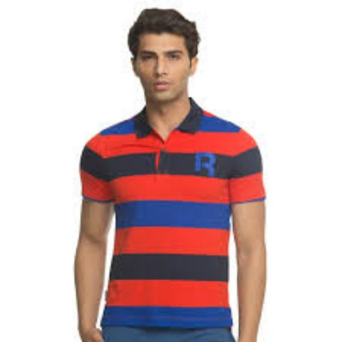 Reebok mens striped polo shirt red/blue 