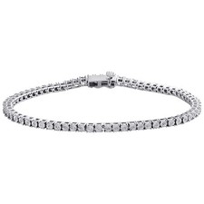 1 Row Sterling Silver Round Diamond 3.25mm Miracle Plate Tennis Bracelet 1/4 CT.