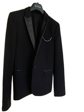 The Kooples Black Chain Blazer Wool/leather Collar Size Fr38/uk10 R.r.p £418