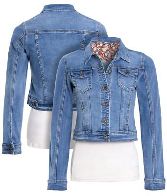 Damen Jeansjacke Jeans Stretchjacken Stonewash blau Größe 10 12 14 8