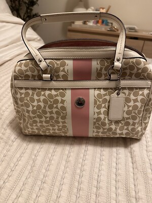 バッグ COACH Heritage Stripe Pink Signature Bag Coach heritage signature pink - Gem