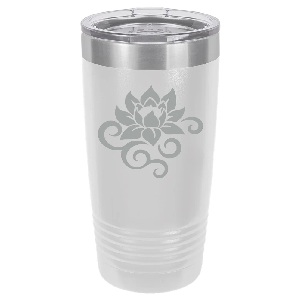 20oz 30oz Vacuum Insulated Stainless Steel Travel Mug with Lotus Flower Scroll Design