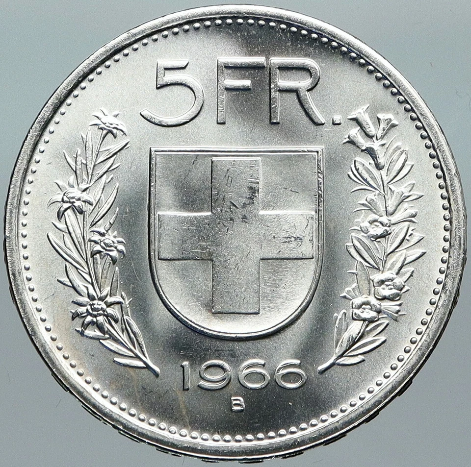 1966 B Switzerland Founding HERO WILLIAM TELL 5 Francs Silver Swiss Coin i88444 - Image 2 of 3