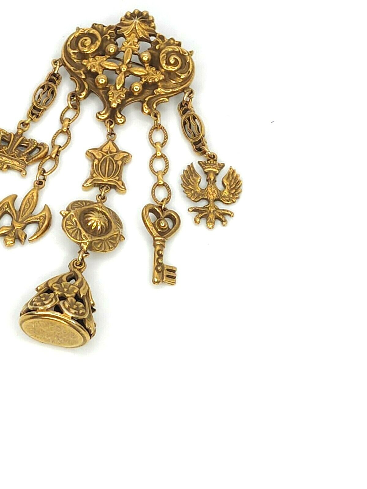 Unsigned Antique Victorian Chatelaine Brooch Pend… - image 4