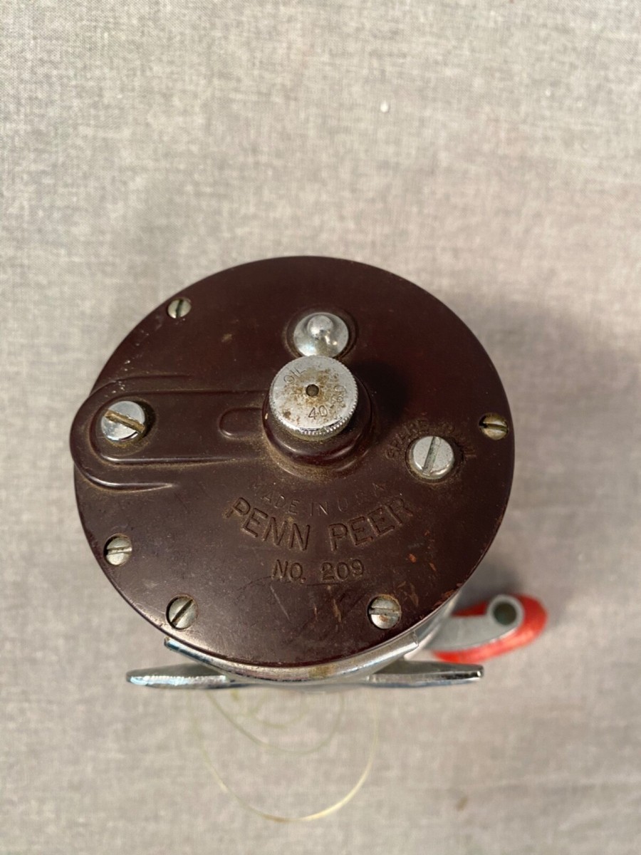 PENN PEER No. 209 Fishing Reels Vintage Made in USA Orange Handle